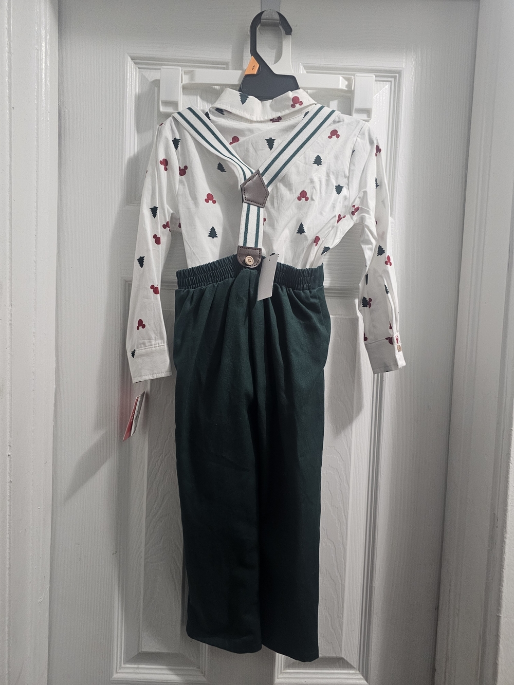 Boys Disney Dark Green Kids Suspenders with Red And Green Mickey Mouse Size 3t - Picture 3 of 5